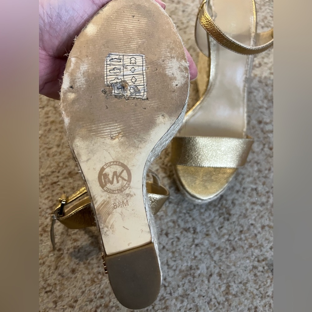Michael Kors Jill Gold Espadrille Wedge Sandals - Picture 4 of 12
